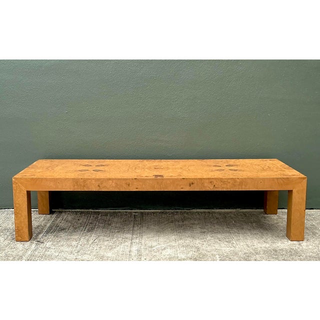 This exceptional vintage Parsons coffee table is a stunning celebration of organic texture and minimalist form....
