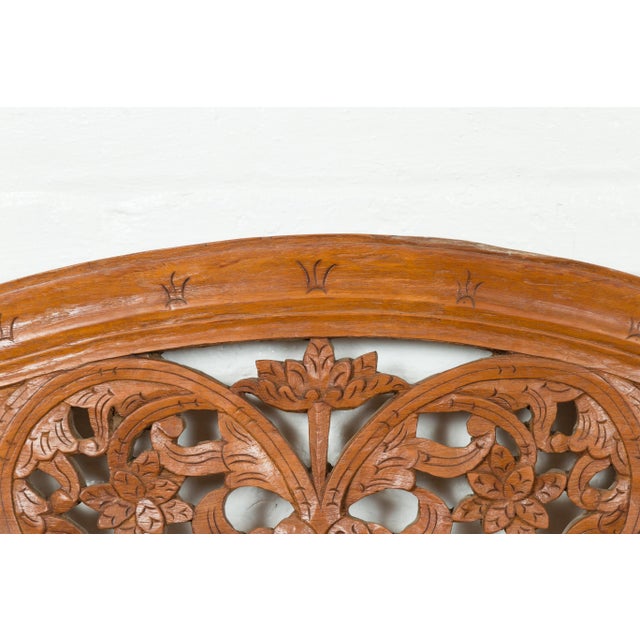 Mid 20th Century Mid 20th Century Indonesian Carved Scrolling Foliage & Petite Balusters Headboard For Sale - Image 5 of 11