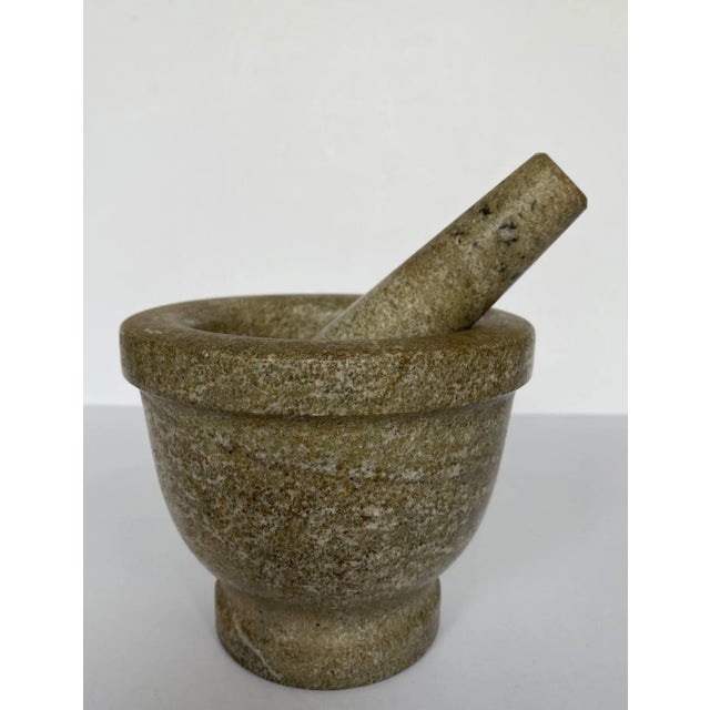 Gray Mid 20th Century Grey/Green Marble Mortar and Pestle For Sale - Image 8 of 8
