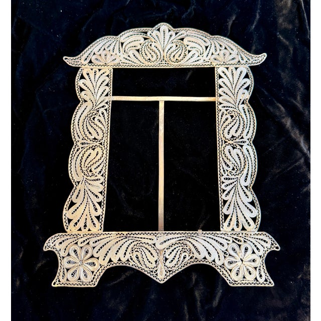 Vintage Persian Silver Filigree Wedding Frame, Large For Sale - Image 12 of 14