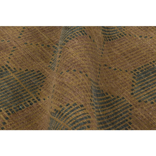 Textile Contemporary Geometric Wool Rug in Green & Brown by Rug & Kilim, India For Sale - Image 7 of 10