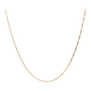 Vintage 14k Yellow Gold 18" 2.3mm Figaro Neck Chain For Sale