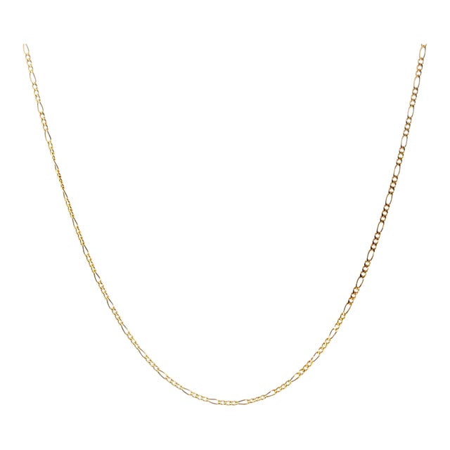 Vintage 14k Yellow Gold 18" 2.3mm Figaro Neck Chain For Sale