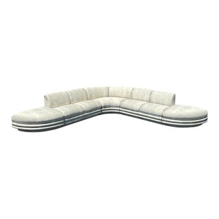 Postmodern Grey Sculpted Sectional Sofa With Ottomans by Bernhardt For Sale