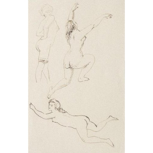 Unknown, Nude Drawing, Mid-20th Century, Pen on Paper For Sale - Image 3 of 3