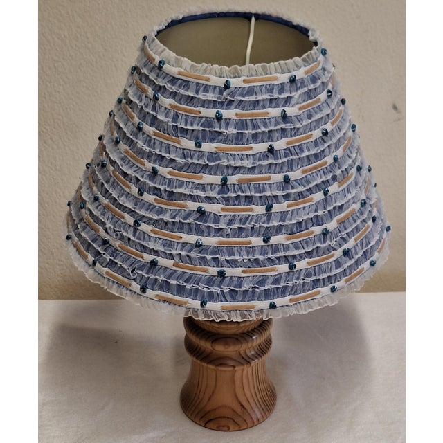 Vintage Table Lamp with Turned Pine Wood Base and Shade by Lamplove, 1970s For Sale - Image 4 of 9