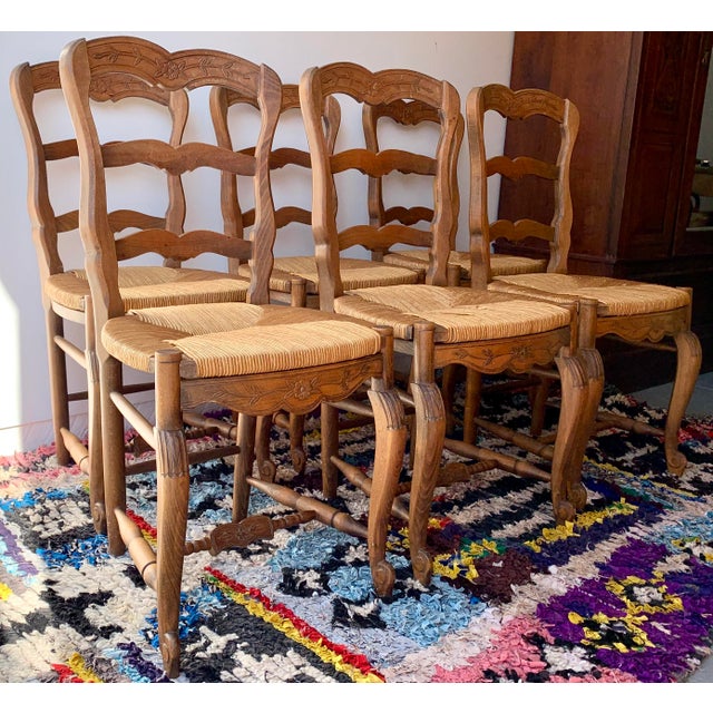 Antique French Dining Chairs With Rush Seats— Set of 6 Chairish