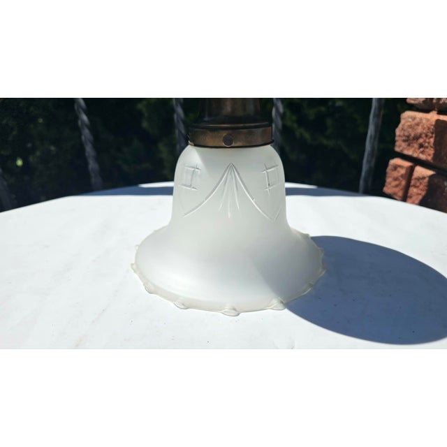 Pre-war brass ceiling lamp, dimensions: height: 20 cm, bottom diameter of the lampshade: 17.5 cm, ceiling diameter: 15 cm....