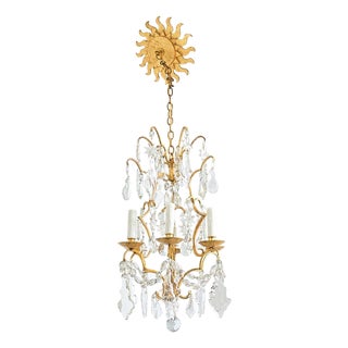 French Vintage Gilt Bronze Chandelier in the Manner of Baguès For Sale