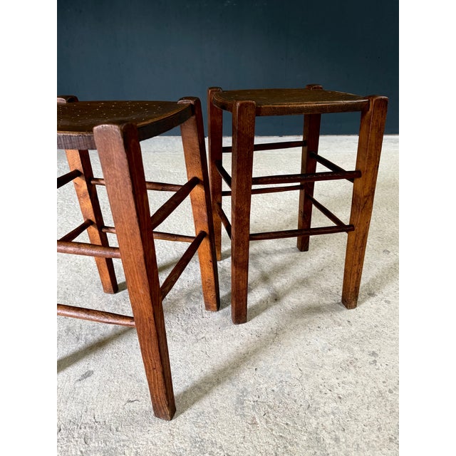 French Country Bistro Stools, 1930s, Set of 2 For Sale - Image 10 of 16