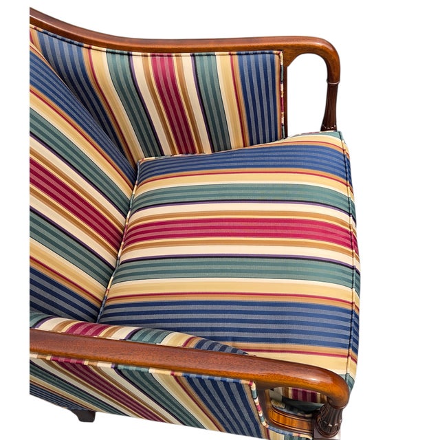1980s Southwood Sheraton Federal Style Upholstered Inlaid Club Chair Armchair For Sale - Image 13 of 14