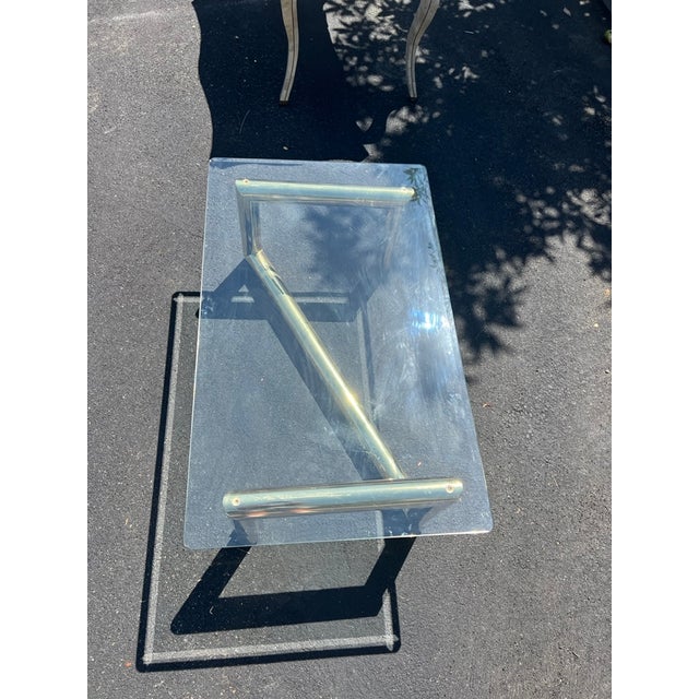 Karl Springer Brass Tubular Z Shaped Coffee Table With Glass Top Chairish
