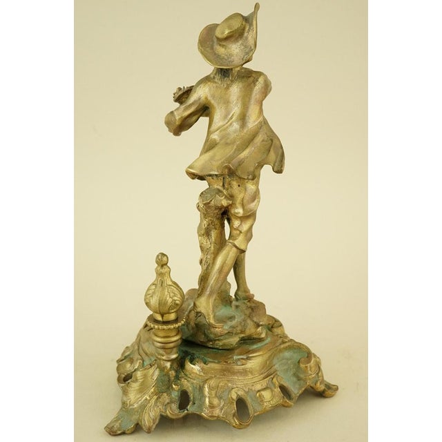20th Century Mercury-Gilded Bronze Sculptures of Lady and Dandy, France For Sale - Image 12 of 18