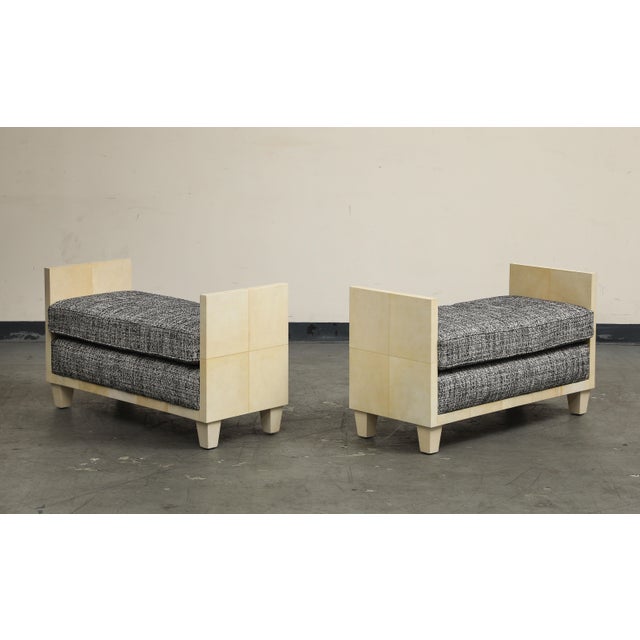 Parchment Benches Inspired by Jean Michel Frank, Mid-Century Modern Style For Sale - Image 9 of 16