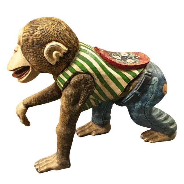 Mid-Century Style Hand Carved Fairground Carousel Inspired Monkey Sculpture For Sale In Los Angeles - Image 6 of 8
