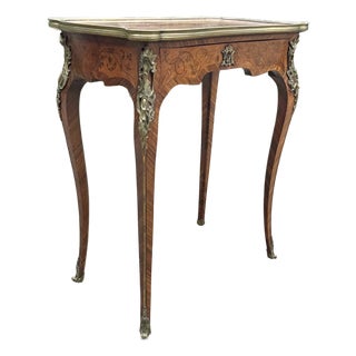1860 French Louis XV Marquetry Fruitwood Center Table For Sale