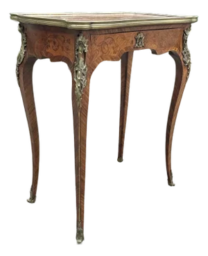 1860 French Louis XV Marquetry Fruitwood Center Table