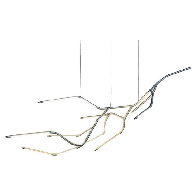 Dafne 160 Silvered Brass Finish Pendant Lamp by Morghen Studio For Sale - Image 9 of 9