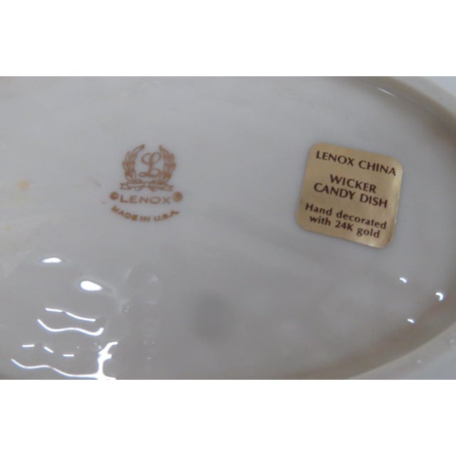 Lenox China Wicker Candy Servers Pair of 2 Porcelain Dishes 24k Gold Trim 4933b For Sale - Image 14 of 15