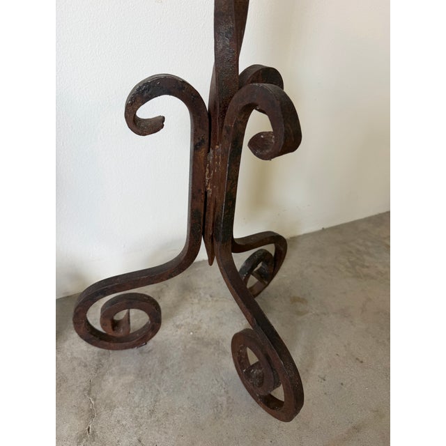 1970s Vintage Jan Barboges Hand-Forged Iron Floor Candle Holders – Pair For Sale - Image 5 of 12