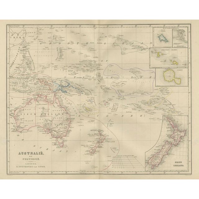 Map of Australia and Polynesia with New Zealand by Noothoven van Goor, 1876 For Sale - Image 10 of 11