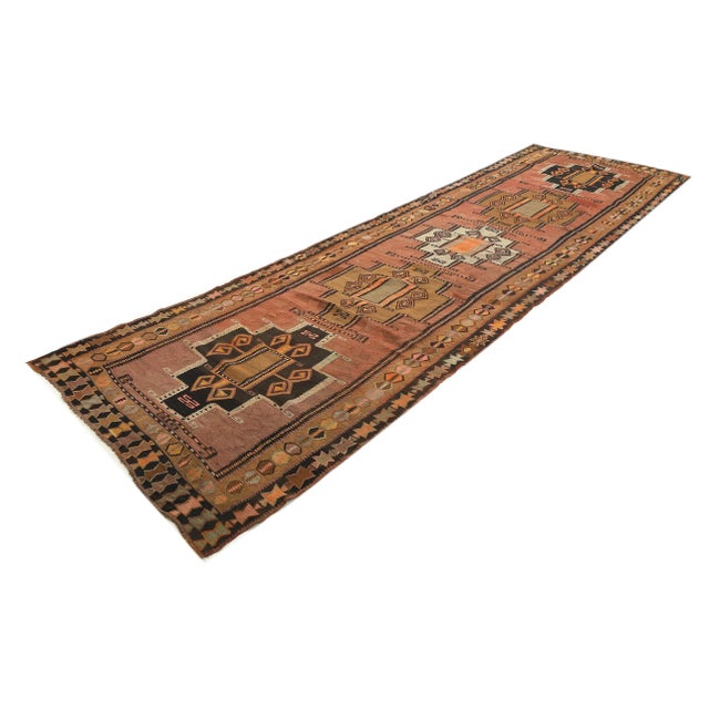Traditional Mid 20th Century Vintage Turkish Kars Kilim Rug For Sale - Image 3 of 7