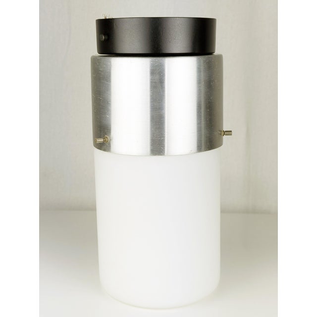 Cylindrical Opaline Glass and Black Metal Flush Mount by Bruno Gatta for Stilnovo, 1950s For Sale - Image 12 of 14