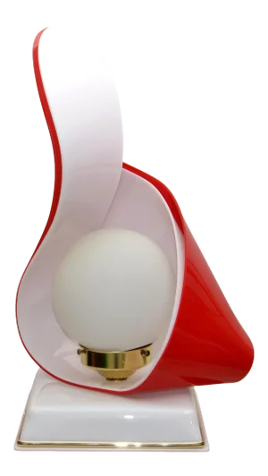 Red & White Acrylic Sculptural Table Lamp by Acrylic Design White Opaline Glass