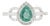 Art Deco Pear Emerald & Diamond Halo Engagement Ring in 14k White Gold Size 6.5 For Sale