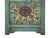 Teal Oriental Distressed Teal Green Flowers Graphic End Table Nightstand For Sale - Image 8 of 8