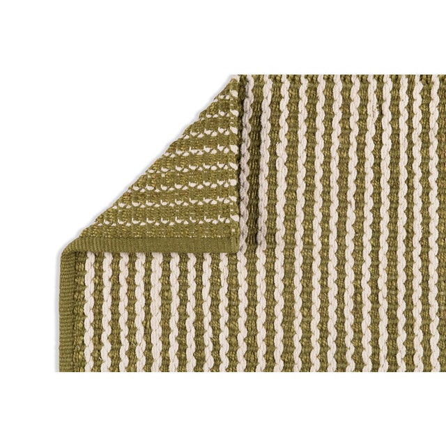 Not Yet Made - Made To Order Part & Parcel Goods Textured Scallop Stripe Rug, 5'x8', Moss and Eggshell For Sale - Image 5 of 5