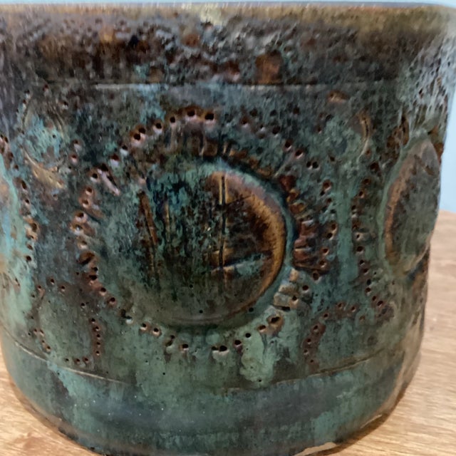 Ceramic Vintage Early 20th Century Scandinavian Influenced Stoneware Pottery Glazed Bucket/Pot/Planter For Sale - Image 7 of 13