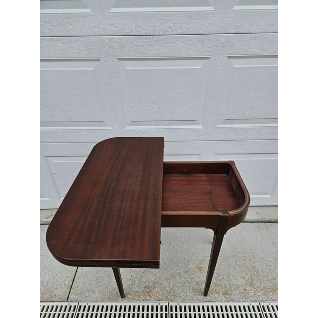 Georgian Square Mahogany Flip Top Console Game Table For Sale - Image 9 of 16