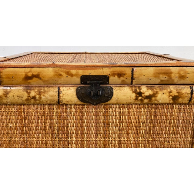 Vintage Burnt Tortoise Shell Rattan Trunk For Sale - Image 9 of 10