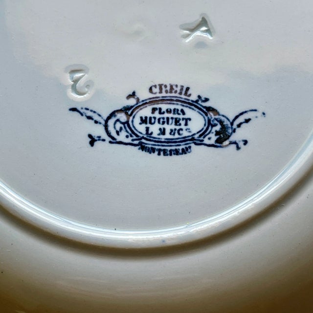 Creil Et Montereau Faïence Flora Muguet Lily of the Valley Rimmed Soup Plate For Sale - Image 10 of 12