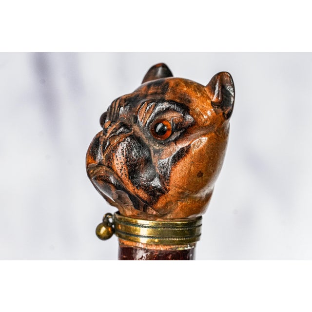 Wood Amazing Hand Carved Wood British Bull Dog Antique Desk Letter Opener Office Decor For Sale - Image 7 of 12