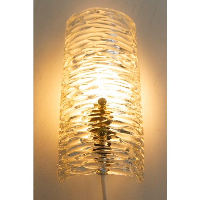 Mid-Century Modern Swedish Glass and Brass Sconce by Carl Fagerlund for Orrefors, 1960s For Sale - Image 17 of 17