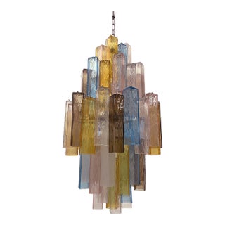 21st Century Multicolored "Squared" Murano Glass Chandelier For Sale