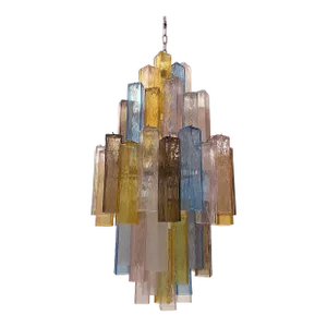 21st Century Multicolored "Squared" Murano Glass Chandelier