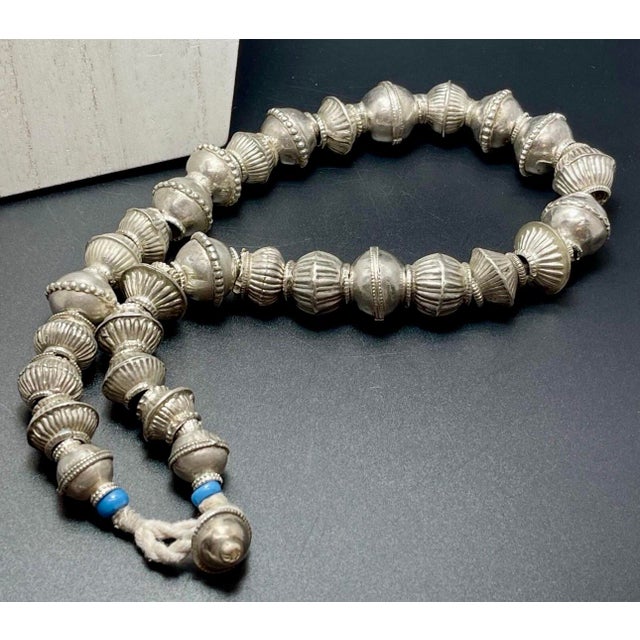 Antique Afghan Silver Balochi Bead Necklace, Unisex in Design. Can tell the age on these beads for certain, the...