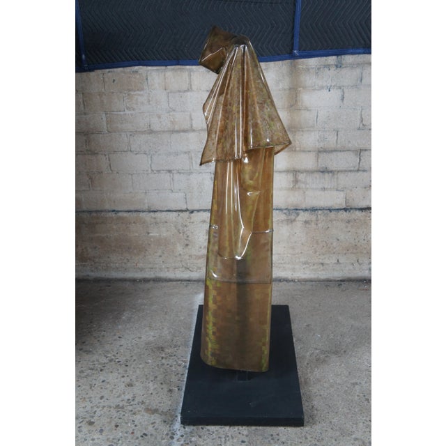 David Nyzio "Scaled Form" Abstract Modern Trench Coat on Plinth Stand Sculpture For Sale - Image 9 of 12
