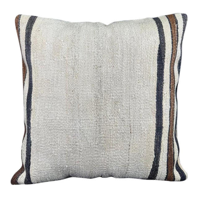 Turkish Hemp Pillow Cushion Natural Beige Black Pillow Cushion Cover 24x24 For Sale