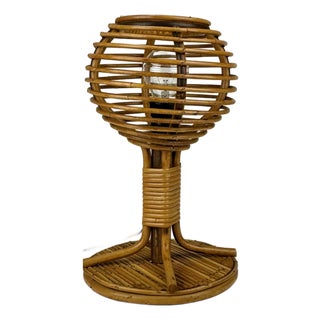 Mid-Century Bamboo Rattan Table Lamp, Italy, 1960s For Sale