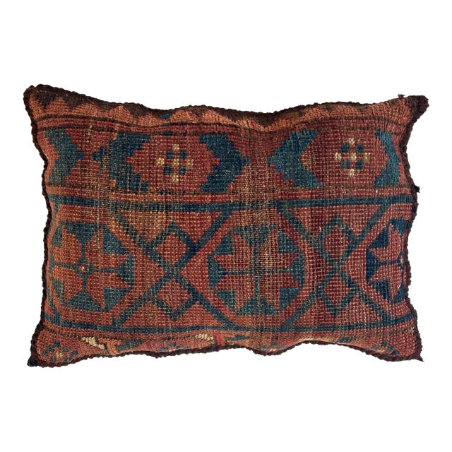 Pillow W/Antique Rug Fragment, 1' X 1'4" For Sale