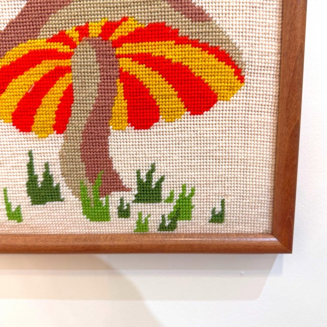 1960’s Mushroom Needlepoint, Framed. For Sale - Image 4 of 7