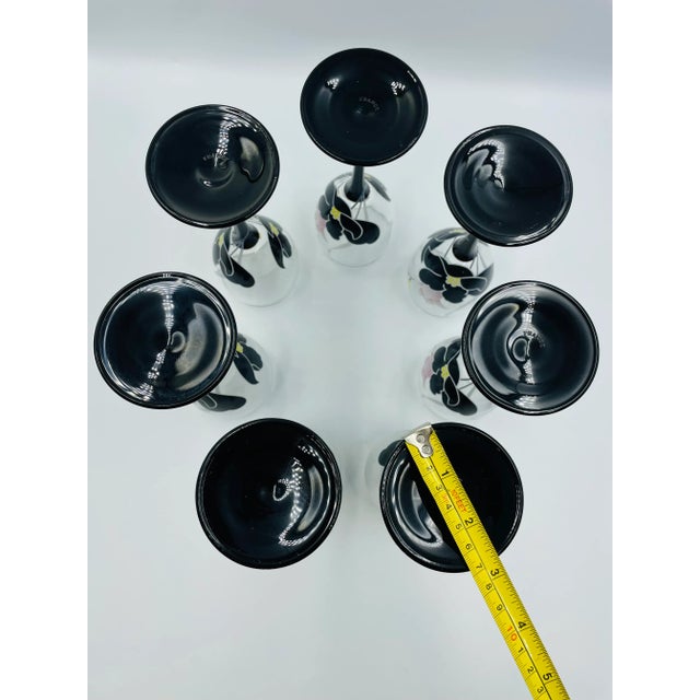 Late 20th Century Floral Wine Glasses From France- Set of 7 For Sale - Image 10 of 12