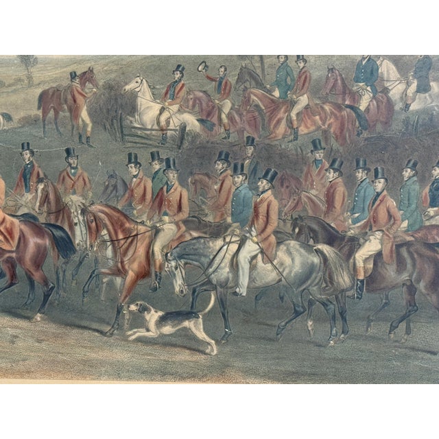 Antique Hand-Colored Fox Hunting Engraving “The Meet at Melton” After F. Grant For Sale - Image 4 of 11