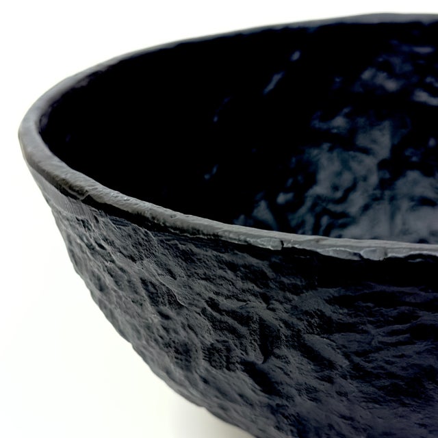 Oversized Limited Edition Black Ceramic Lava Ware Serving Bowl by Ikea For Sale - Image 11 of 13