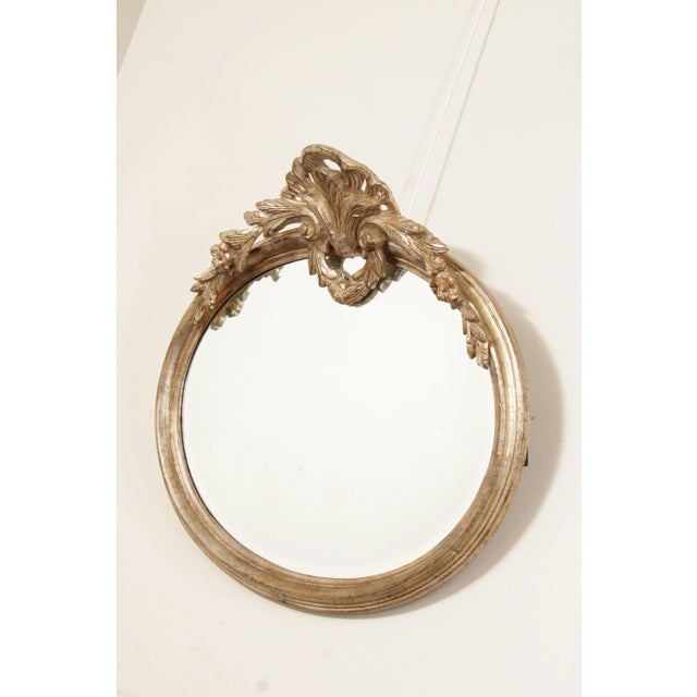 Indian LaBarge Neoclassical Carved Gilt Silver Oval Mirror For Sale - Image 3 of 12