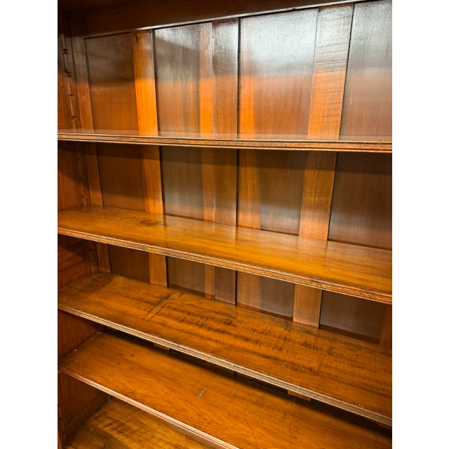 Wood 19th Century American Victorian Solid Walnut Bookcase With Burl Walnut & Wavy Glass, Circa 1890 For Sale - Image 7 of 10
